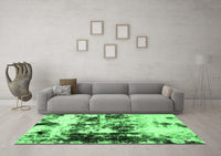 Machine Washable Abstract Emerald Green Modern Rug, wshabs1970emgrn