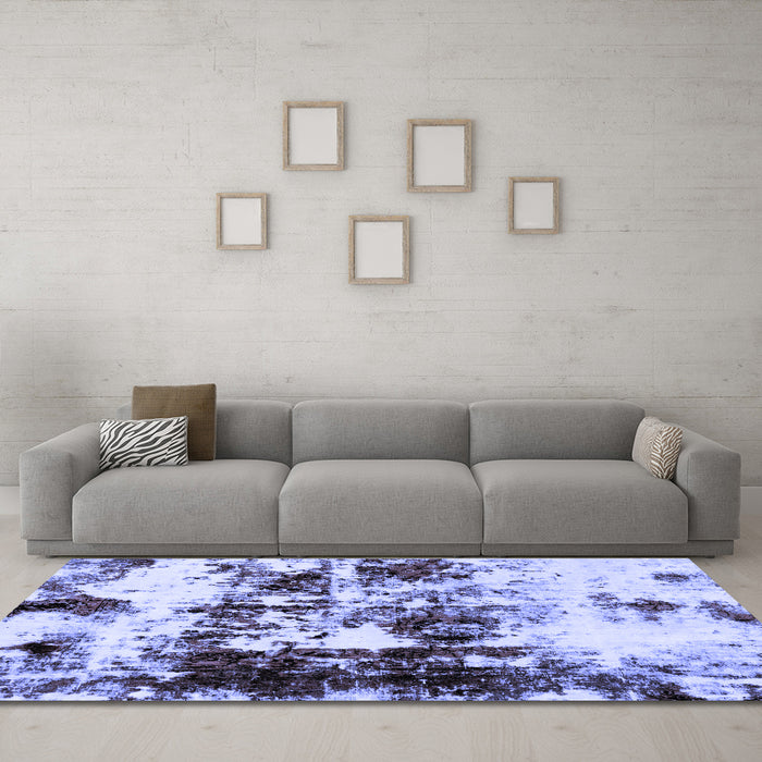 Machine Washable Abstract Blue Modern Rug in a Living Room, wshabs1970blu