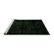 Sideview of Machine Washable Abstract Emerald Green Modern Area Rugs, wshabs1971emgrn