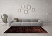 Machine Washable Abstract Orange Modern Area Rugs in a Living Room, wshabs1971org