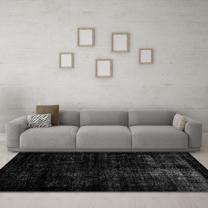 Machine Washable Abstract Gray Modern Rug in a Living Room,, wshabs1971gry