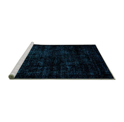 Sideview of Machine Washable Abstract Turquoise Modern Area Rugs, wshabs1971turq