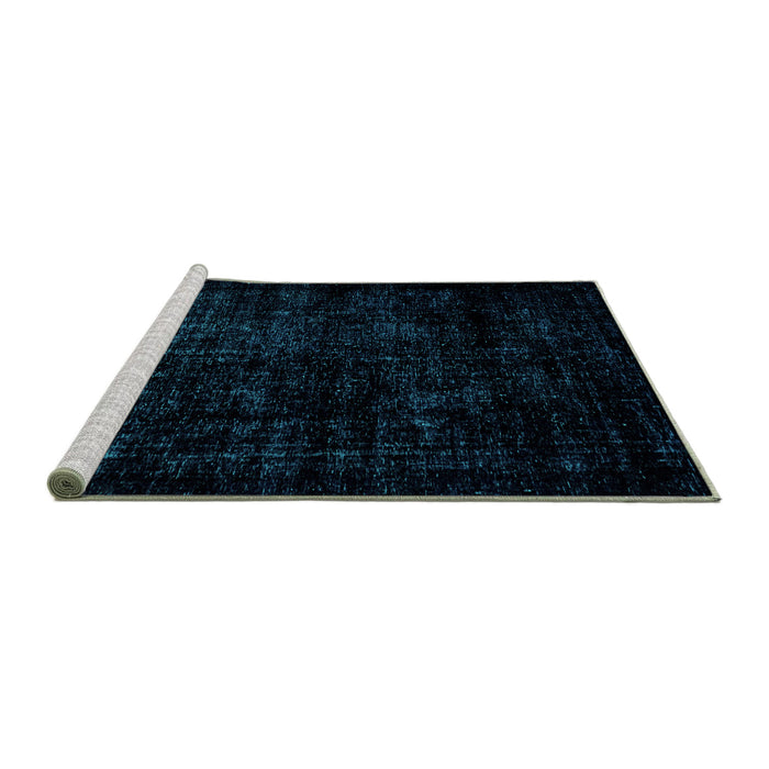 Sideview of Machine Washable Abstract Turquoise Modern Area Rugs, wshabs1971turq