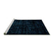 Sideview of Machine Washable Abstract Turquoise Modern Area Rugs, wshabs1971turq