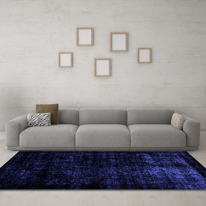 Machine Washable Abstract Blue Modern Rug in a Living Room, wshabs1971blu