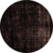 Round Machine Washable Abstract Brown Modern Rug, wshabs1971brn