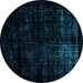 Round Abstract Turquoise Modern Rug, abs1971turq