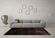 Machine Washable Abstract Brown Modern Rug in a Living Room,, wshabs1971brn