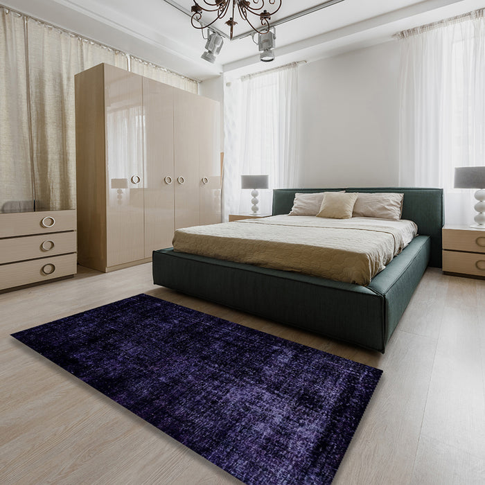 Machine Washable Abstract Blue Rug in a Bedroom, wshabs1971