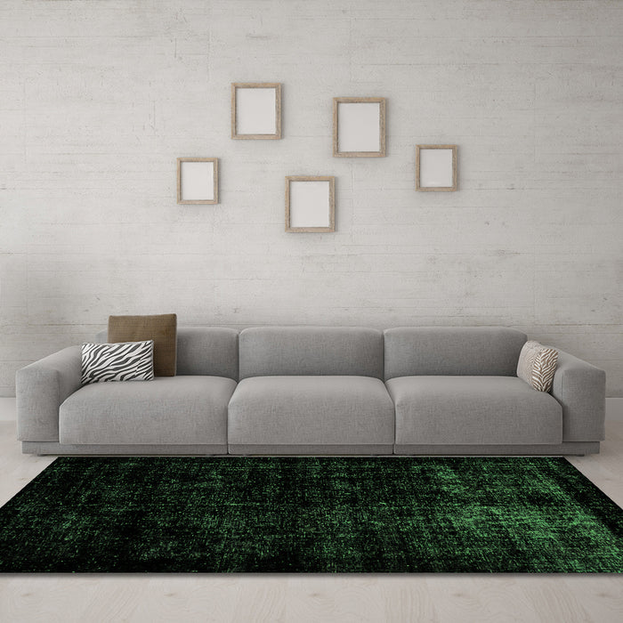 Machine Washable Abstract Green Modern Area Rugs in a Living Room,, wshabs1971grn