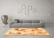 Machine Washable Abstract Orange Modern Area Rugs in a Living Room, wshabs1972org