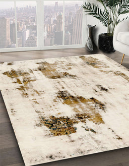 Abstract Camel Brown Modern Rug in Family Room, abs1972