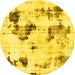 Round Abstract Yellow Modern Rug, abs1972yw