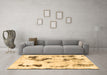 Machine Washable Abstract Brown Modern Rug in a Living Room,, wshabs1972brn