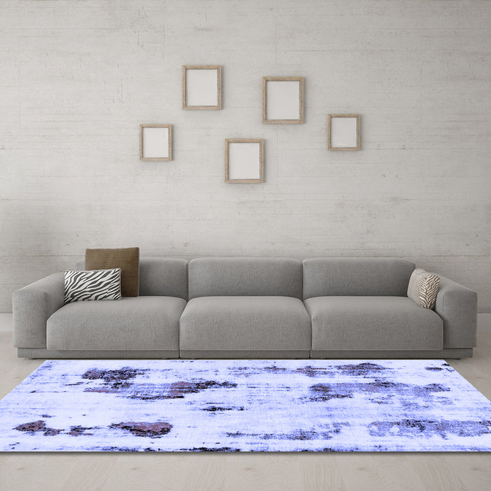 Machine Washable Abstract Blue Modern Rug in a Living Room, wshabs1972blu