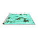 Sideview of Machine Washable Abstract Turquoise Modern Area Rugs, wshabs1972turq