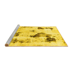 Sideview of Machine Washable Abstract Yellow Modern Rug, wshabs1972yw