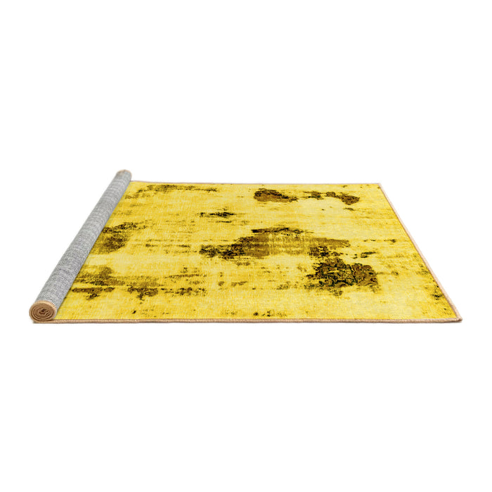 Sideview of Machine Washable Abstract Yellow Modern Rug, wshabs1972yw