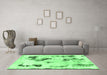 Machine Washable Abstract Emerald Green Modern Area Rugs in a Living Room,, wshabs1972emgrn