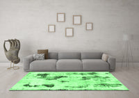 Machine Washable Abstract Emerald Green Modern Rug, wshabs1972emgrn