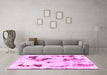 Machine Washable Abstract Pink Modern Rug in a Living Room, wshabs1972pnk