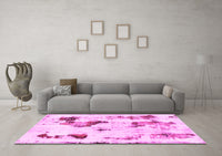 Machine Washable Abstract Pink Modern Rug, wshabs1972pnk