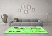 Machine Washable Abstract Green Modern Area Rugs in a Living Room,, wshabs1972grn