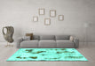 Machine Washable Abstract Turquoise Modern Area Rugs in a Living Room,, wshabs1972turq