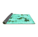 Sideview of Abstract Turquoise Modern Rug, abs1972turq