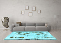 Machine Washable Abstract Light Blue Modern Rug, wshabs1972lblu