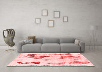 Machine Washable Abstract Red Modern Rug, wshabs1972red