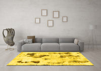 Machine Washable Abstract Yellow Modern Rug, wshabs1972yw