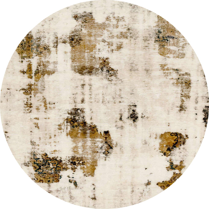 Round Machine Washable Abstract Camel Brown Rug, wshabs1972