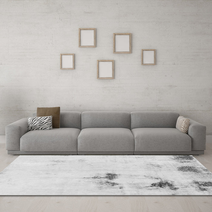 Machine Washable Abstract Gray Modern Rug in a Living Room,, wshabs1973gry