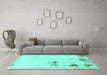 Machine Washable Abstract Turquoise Modern Area Rugs in a Living Room,, wshabs1973turq