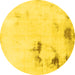 Round Abstract Yellow Modern Rug, abs1973yw