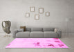 Machine Washable Abstract Pink Modern Rug in a Living Room, wshabs1973pnk