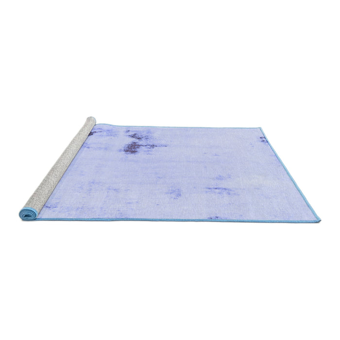 Sideview of Machine Washable Abstract Blue Modern Rug, wshabs1973blu