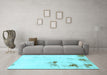 Machine Washable Abstract Light Blue Modern Rug in a Living Room, wshabs1973lblu