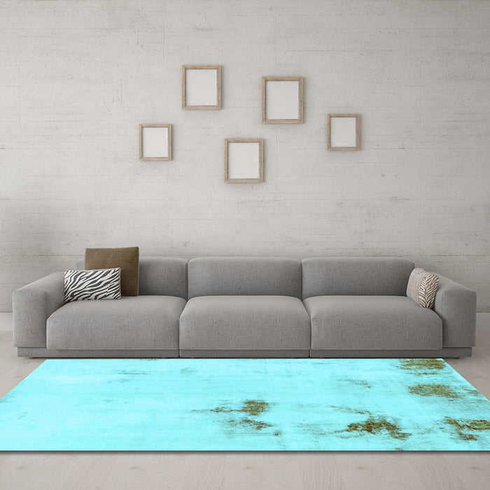 Machine Washable Abstract Light Blue Modern Rug in a Living Room, wshabs1973lblu