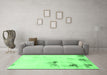 Machine Washable Abstract Emerald Green Modern Area Rugs in a Living Room,, wshabs1973emgrn