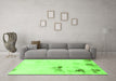 Machine Washable Abstract Green Modern Area Rugs in a Living Room,, wshabs1973grn