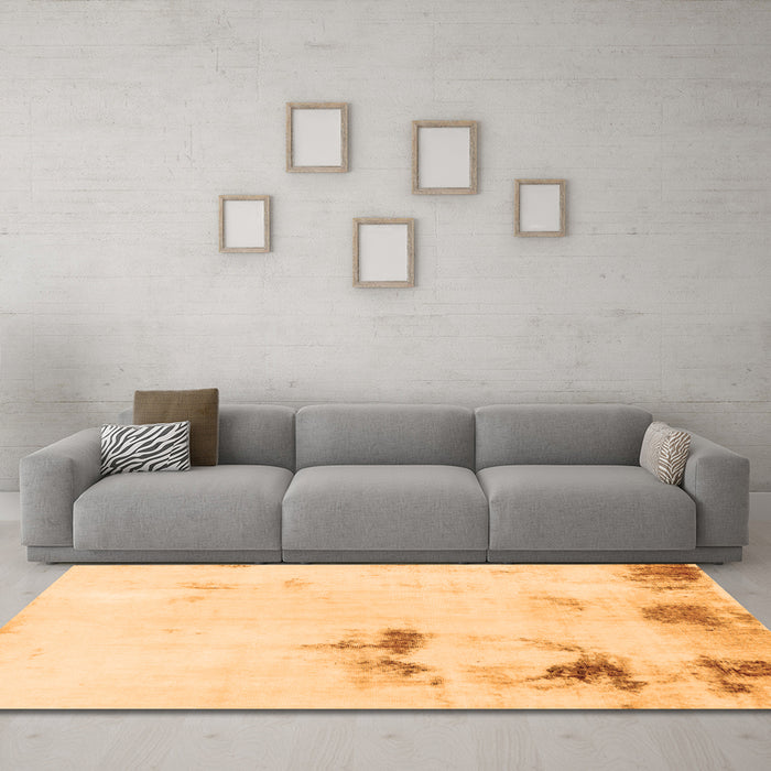 Machine Washable Abstract Orange Modern Area Rugs in a Living Room, wshabs1973org