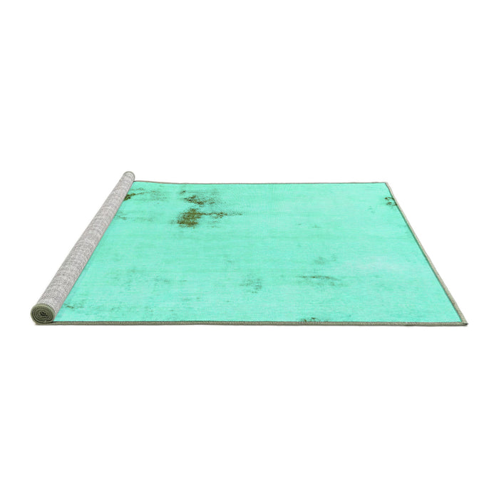 Sideview of Machine Washable Abstract Turquoise Modern Area Rugs, wshabs1973turq