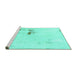 Sideview of Machine Washable Abstract Turquoise Modern Area Rugs, wshabs1973turq