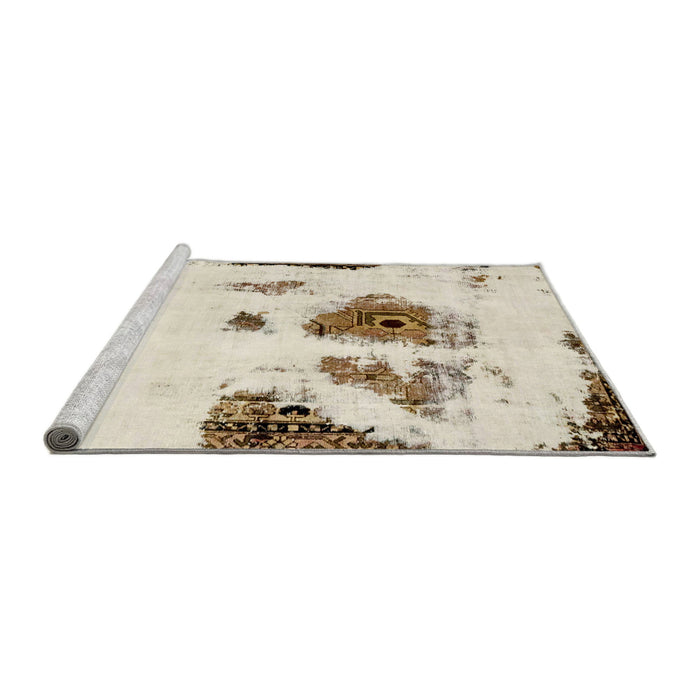 Sideview of Machine Washable Abstract Gold Rug, wshabs1974