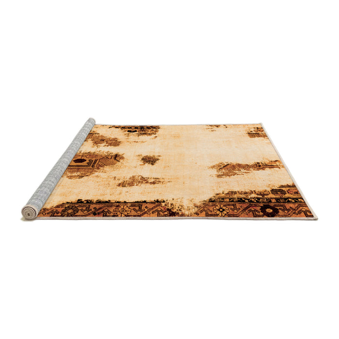 Sideview of Machine Washable Abstract Orange Modern Area Rugs, wshabs1974org