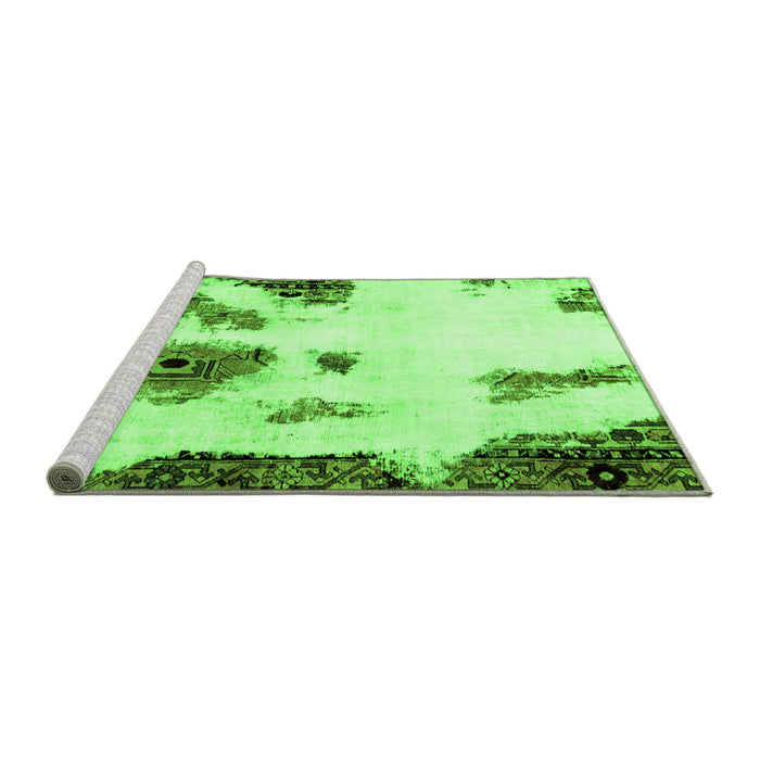 Sideview of Machine Washable Abstract Green Modern Area Rugs, wshabs1974grn