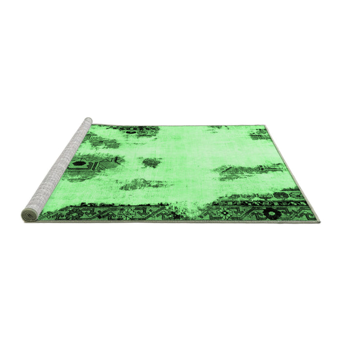 Sideview of Machine Washable Abstract Emerald Green Modern Area Rugs, wshabs1974emgrn