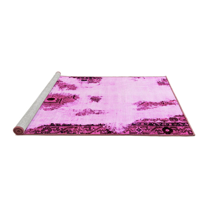 Sideview of Machine Washable Abstract Pink Modern Rug, wshabs1974pnk
